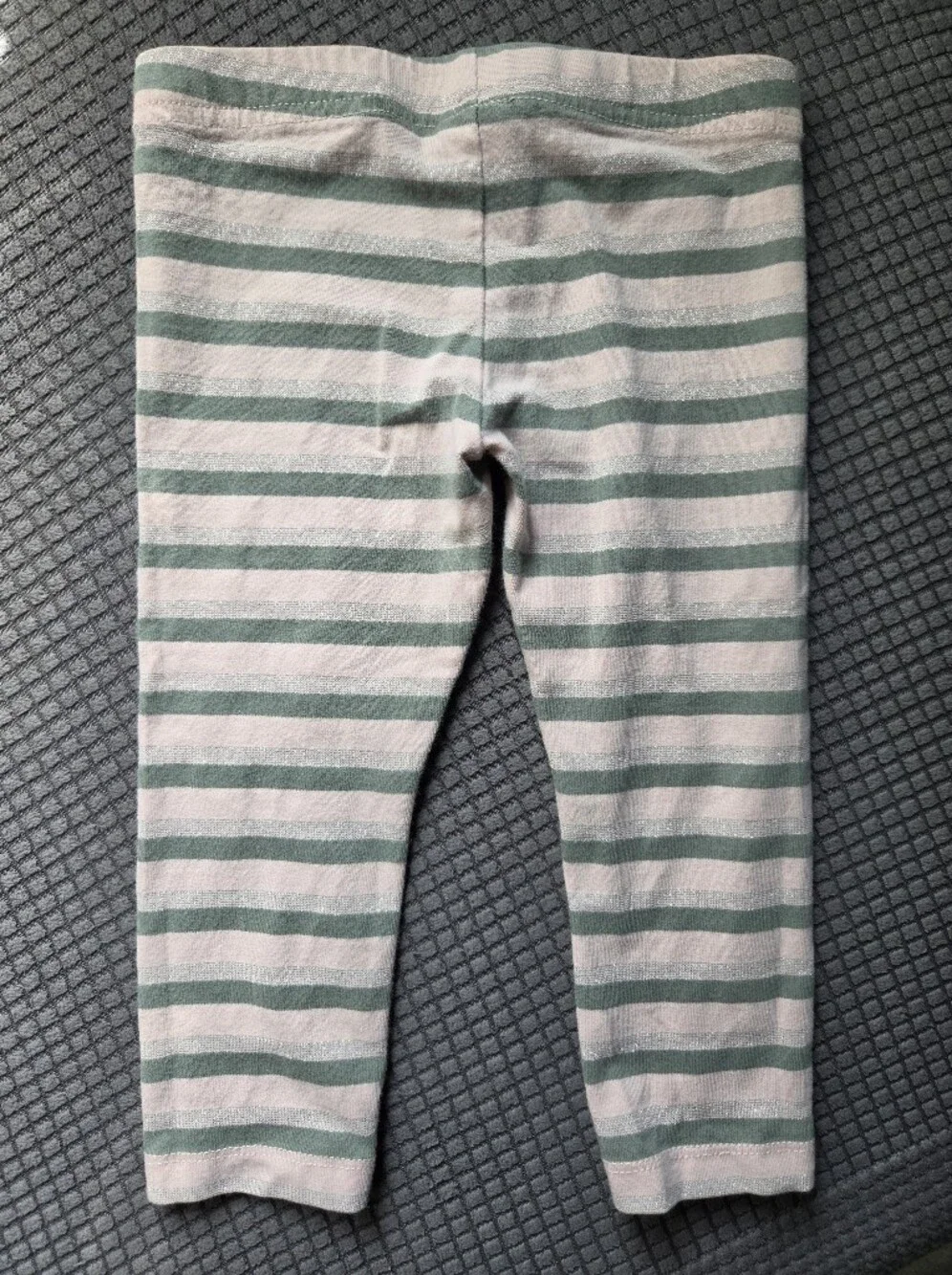 Tucker + Tate Green, Pink & Shimmering Silver Striped Kids Leggings Size 2T